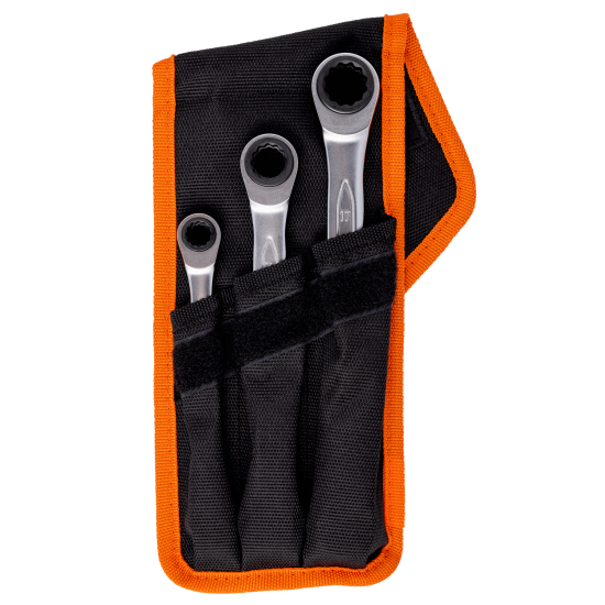 4-in-1 Ratcheting Ring Wrench Set - 3 Pcs