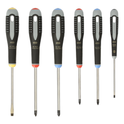 ERGO™ Slotted/Phillips/Pozidriv Screwdriver Set with Rubber Grip - 6 Pcs