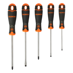 BahcoFit Slotted/Pozidriv Screwdriver Set with Rubber Grip - 5 Pcs
