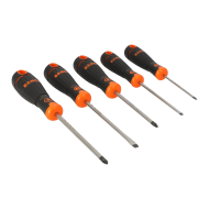 BahcoFit Slotted/Pozidriv Screwdriver Set with Rubber Grip - 5 Pcs
