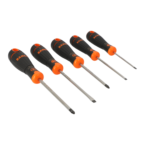 BahcoFit Slotted/Pozidriv Screwdriver Set with Rubber Grip - 5 Pcs