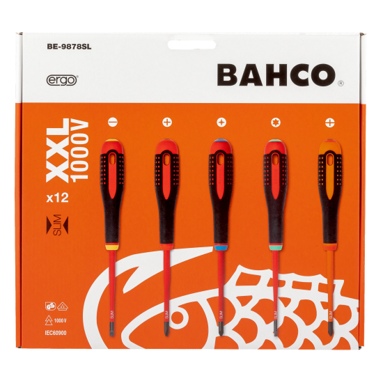 ERGO™ Slim VDE Insulated Slotted, Phillips, Pozidriv, Torx and Plus-Minus Screwdriver Set - 12 Pcs