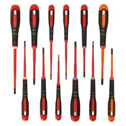 ERGO™ Slim VDE Insulated Slotted, Phillips, Pozidriv, Torx and Plus-Minus Screwdriver Set - 12 Pcs
