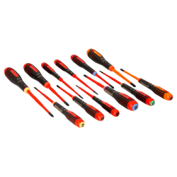 ERGO™ Slim VDE Insulated Slotted, Phillips, Pozidriv, Torx and Plus-Minus Screwdriver Set - 12 Pcs