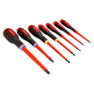 ERGO™ VDE Insulated Slotted and Pozidriv Screwdriver Set with 3-Component Handle - 7 Pcs