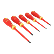 BahcoFit VDE Insulated Slotted and Pozidriv Screwdriver Set with Multi-Component Handle - 5 Pcs