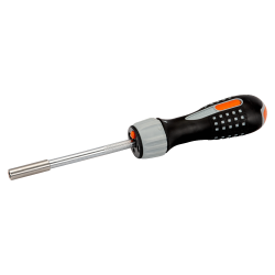 Phillips/Pozidriv/Slotted LED Light Ratcheting Screwdriver with Ratcheting Grip