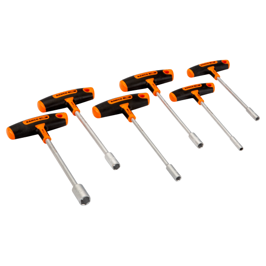 Hex Nut Driver Set with T-Handle Grip - 6 Pcs