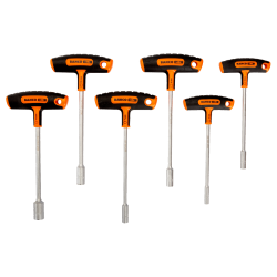 Hex Nut Driver Set with T-Handle Grip - 6 Pcs