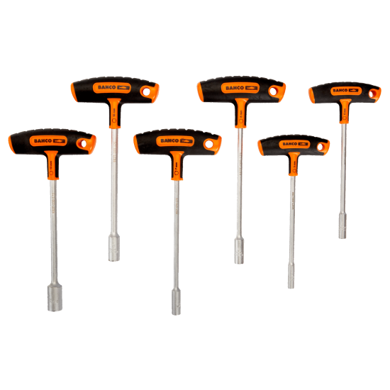 Hex Nut Driver Set with T-Handle Grip - 6 Pcs