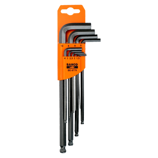 Metric Long Ball End Hex L-Key Set with Phosphate Finish - 9 Pcs 