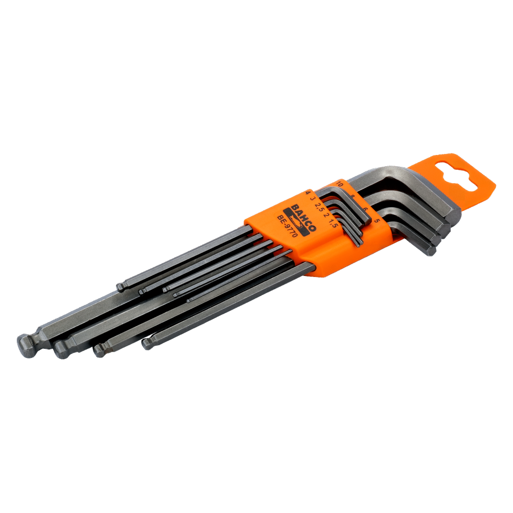 Metric Long Ball End Hex L-Key Set with Phosphate Finish - 9 Pcs