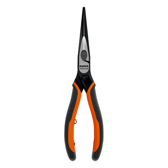 ERGO™ Long Snipe Nose Plier with Self-Opening Dual-Component Handles and Phosphate Finish