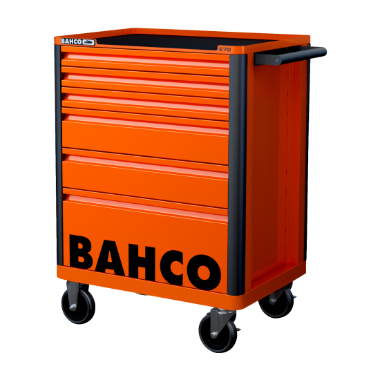 26" E72 Storage HUB Tool Trolley with 6 Drawers - Orange