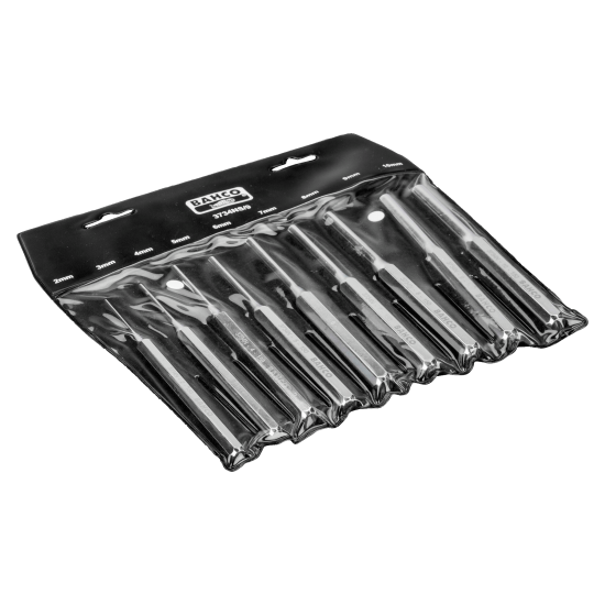 Cylindrical Drift Punch Set with Hexagonal Shank - 9 Pcs