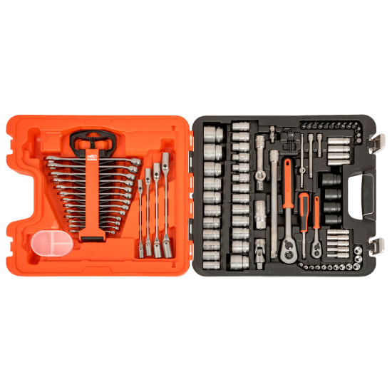 1/4" and 1/2" Square Drive Combination Spanner and Socket Set