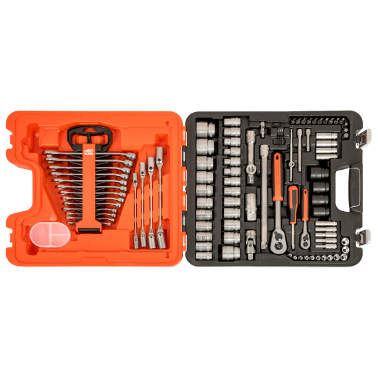 1/4" and 1/2" Square Drive Combination Spanner and Socket Set