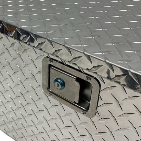 Maypole Chequer Plate Lockable Aluminium Trailer Storage Toolbox - Large