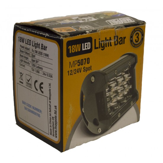 305mm 12 Inch LED Light Bar Spot Light Beam 72W 12v/24v Maypole