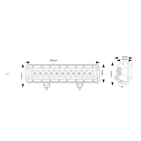 305mm LED Light Bar 12/24V Spot/Flood Combo