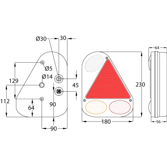 Radex Rear Combination Tail Light L/H - Lens only