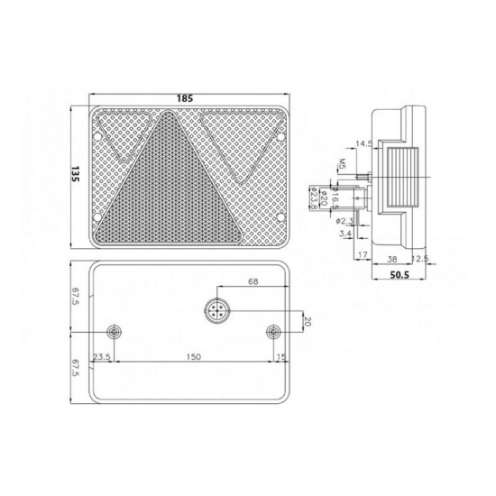 AJBA R/H 6 FUNCTION 5 PIN COMBINATION LAMP