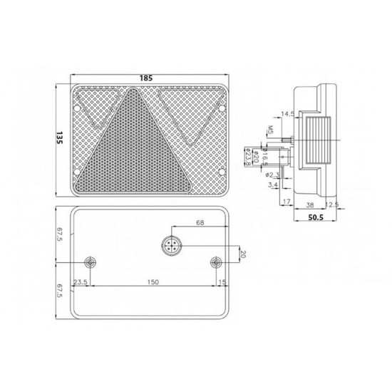 AJBA L/H 5 FUNCTION LAMP 5PIN S/T/DI/REV/NP