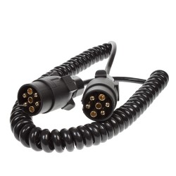 Curly connection lead with 2x 7-pin plugs, 2.5m