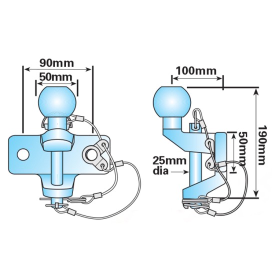 50mm Ball and Pin assembly 3500kg