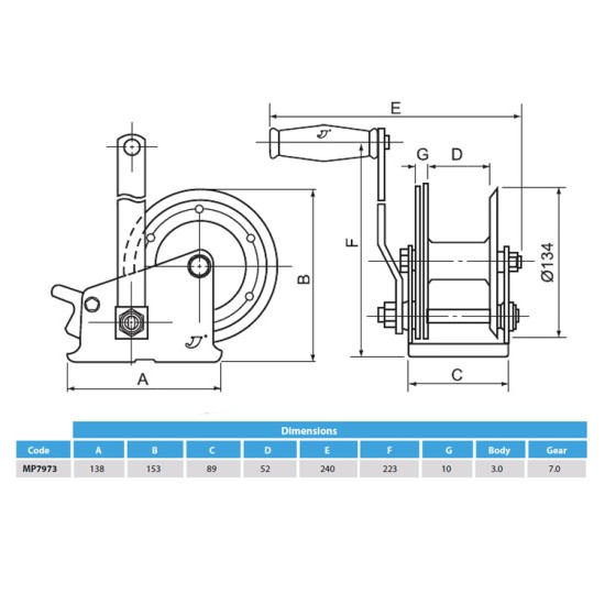 Standard Handwinch 320/545kg