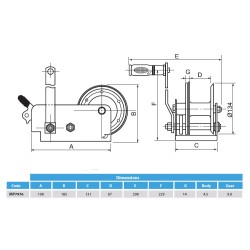 Heavy Duty Handwinch with Handbrake 625/1100kg