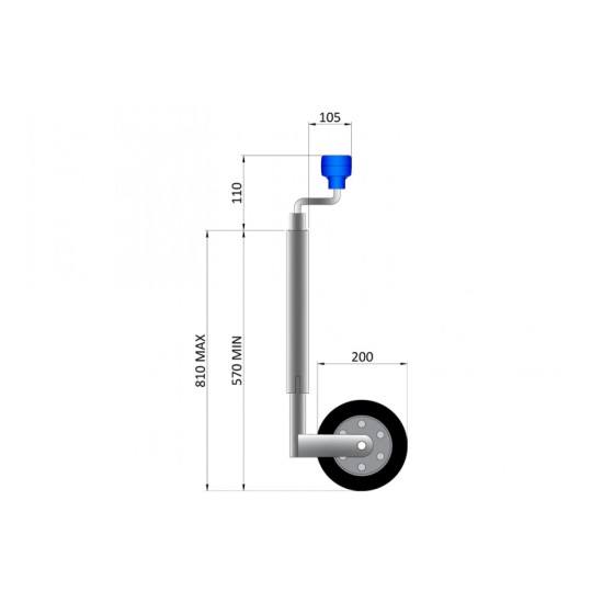 48mm 100kg Telescopic Jockey Wheel