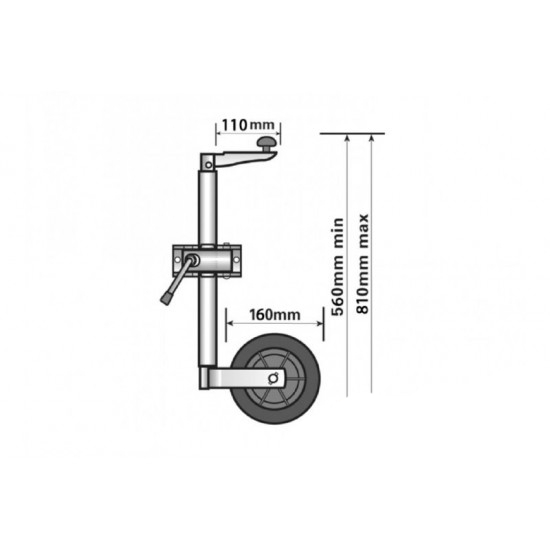 34mm Standard duty telescopic jockey wheel