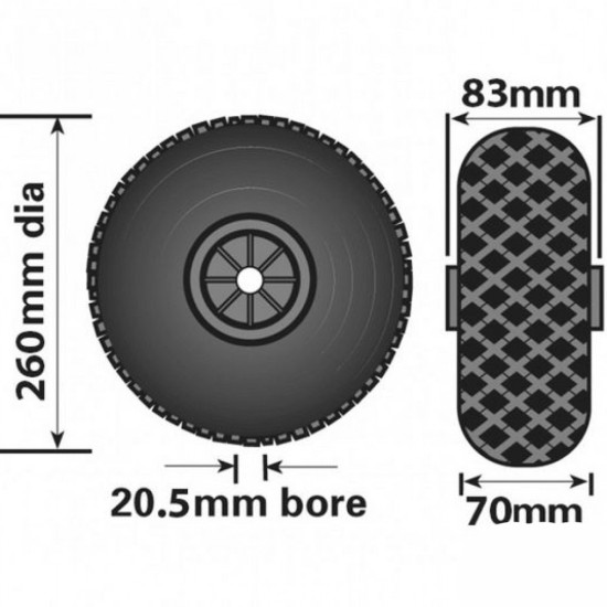 260MM PNEUMATIC RUBBER / PLASTIC WHEEL