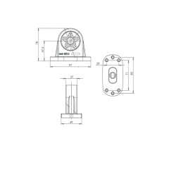 WAS 10-30V LED White/Red Outline Marker Lamp